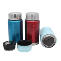 Haute qualité 750ml Double paroi en acier inoxydable isolé pot de nourriture sous vide cuillère de grande taille Logo personnalisé thermos haute température