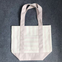 Mini sac fourre-tout en toile rayé brodé, couleurs pastel, personnalisable avec logo, idéal pour le shopping, la mode, la vente au détail et la vente en gros