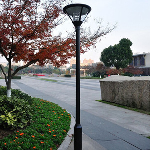 Lampadaire LED d'extérieur pour jardin, poteau métallique, abat-jour en verre, blanc neutre 2700K, IP66, résistant aux intempéries, capteur de mouvement, alimentation solaire - Product Image 1