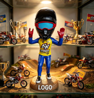 Figurine de motocross Supercross à tête oscillante, statue de pilote personnalisée en résine pour décoration de voiture et collection
