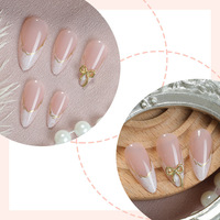 Faux ongles à presser pré-dessinés, forme amande, style French Fine Bow Wear Armor, Phnom Penh, pour femmes, vente en gros