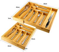 Grand compartiment organisateur extensible Porte-ustensiles Couverts réglables Plateau à couverts en bambou