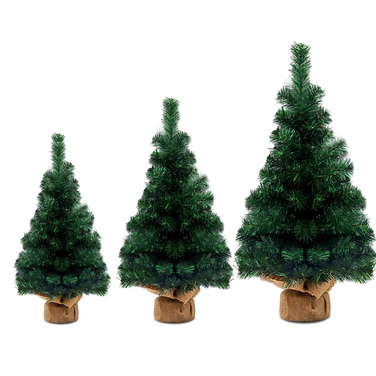 YQ-3554 Miniature Artificial Small Christmas Pine Tree with Base for Mantel Village Dining Table Holiday Decorations