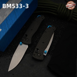 Venta al por mayor de fábrica, BUGOUT 533-3, mango de fibra de carbono, hoja S30V personalizada OEM con punta caída para camping, tácticas, defensa personal, bolsillo - Product Image 1