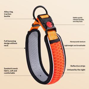 Conjunto de Correa y <span class=keywords><strong>Collar</strong></span> Reflectante Moderno para Perros, Correa Ajustable de Pelo de Gato con Tiras Reflectantes para Todas las Estaciones, Seguridad Nocturna para Caminar, Talla Grande - Product Image 3