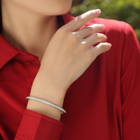 Bracelet Moissanite Full Eternity en Argent Sterling 925, une rangée pavée, 1,18 ct, 4 mm, 64 mm, Bijoux de Mariage de Luxe pour Femme