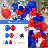 Kit de guirlande d'arche de ballons pour la fête de l'indépendance, 140 pièces, pour le 4 juillet, fête d'anniversaire, anniversaire de mariage, décorations intérieures et extérieures