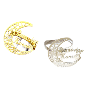 Metal Ramadan Kareem Napkin <b>Ring</b> <b>Moon</b> Star Cutout Holder Luxury Gold Silver Eid Mubarak Table Decoration Islamic Wholesale - Product Image 2