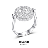 Bague en argent sterling 925 fin, réversible, avec visage pleurant, tendance, niche, haut de gamme, zircon, argent pur S925, pour femmes, ne se décolore pas