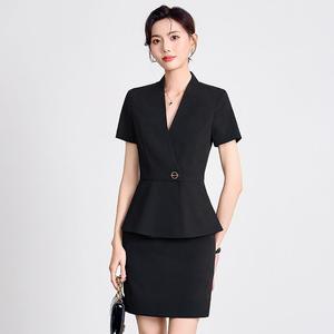 Costume <span class=keywords><strong>professionnel</strong></span> féminin gris haut de gamme, fin, pour les hôtels et les salons de beauté, uniforme de réception - Product Image 3