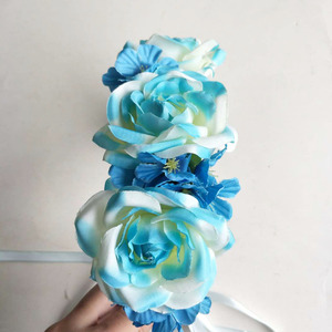 Hera personalizado barato flor diadema Festival azul Floral corona Rosa flor accesorio para el cabello - Product Image 5