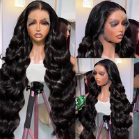 Perruque frontale complète HD transparente en cheveux vierges Remy naturels vietnamiens, sans colle, cuticules alignées, 100 % cheveux humains, ondulée (Body Wave)