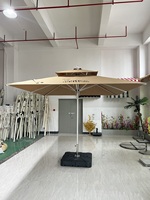 Parasol carré à mât central, auvent extérieur avec base d'eau, parasols décoratifs de style indien, chaises longues de plage avec parasols, table