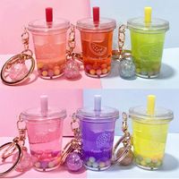 3d Acrylique Kawaii Cute, Keyring Key Chain Ring Creative Liquid Oil Quicksand Bottle Cute Bear Floating Keychain/
