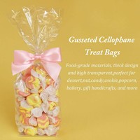 Bolsas Personalizadas Impresas Transparentes de Celofán Plástico Bopp/Opp con Fondo Cuadrado Cruzado para Dulces/Pan/Alimentos