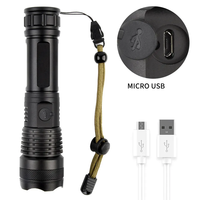 Tomsenda Senter LED Taktis Zoom Daya Tinggi untuk Camping Outdoor, Dapat Diisi Ulang via USB, Xhp70 Xhp50