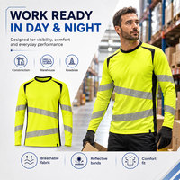 Chemise de sécurité respirante jaune fluorescente anti-UV pour hommes, haute visibilité, uniforme de sécurité réfléchissant, travaux de construction