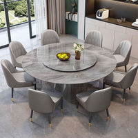 Ensemble de table à manger ronde au design moderne haut de gamme, base en acier inoxydable, mobilier de restaurant, poutre en pierre pour restaurant haut de gamme