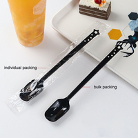 Sendok Plastik Sekali Pakai Food Grade Ukuran Besar 18cm 21cm 22cm Gagang Panjang untuk Minuman Soda, Toko Teh Susu, Sup Es, Pengaduk, Garpu Buah