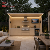 Meubles de cuisine extérieurs en aluminium modulaires avec îlot barbecue, évier et comptoir de rangement – Fabrication sur mesure par le fabricant