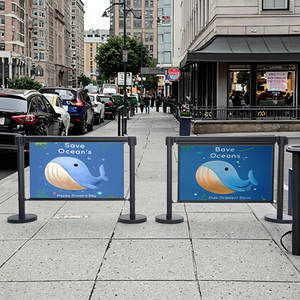 New Arrival Indoor Outdoor Aluminum Alloy &amp; PET Banner Post Barricade Sidewalk <strong>Windbreak</strong> Cafe Restaurant Barriers Engineer Grade - Product Image 2