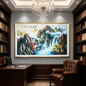 Factory <b>Islamic</b> Traditional Chinese Ink Landscape Crystal Porcelain Painting LED Wall Art Waterfall Mountain Wall Hanging Decor - Product Image 1