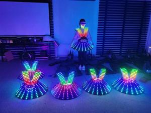 Venta caliente tamaño real adulto puesta en escena baile colorido luminoso Led luces traje noche Club Led actuación traje LED vestido - Product Image 2