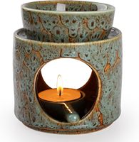 Brûleur à huile en céramique pour cire fondue, diffuseur d'arômes |   Support de bougie chauffe-plat pour aromathérapie, facile à utiliser, décoration de chambre à coucher, blanc