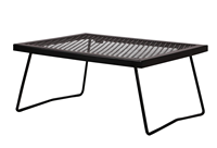 Barbecue de camping portable pliable noir en acier émaillé avec chariot, dispositif de sécurité flamme et hauteur réglable facilement