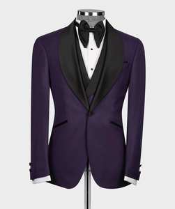 Trajes morados hechos a medida para hombre para boda Slim Fit novio esmoquin fiesta graduación Blazer 3 piezas <span class=keywords><strong>traje</strong></span> Formal - Product Image 2