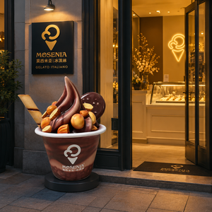 Grande Scultura in Resina Ecologica Dipinta a Mano a Forma <span class=keywords><strong>di</strong></span> Coppa Gelato per Decorazione Commerciale <span class=keywords><strong>di</strong></span> Negozi <span class=keywords><strong>di</strong></span> Dolciumi - Product Image 1