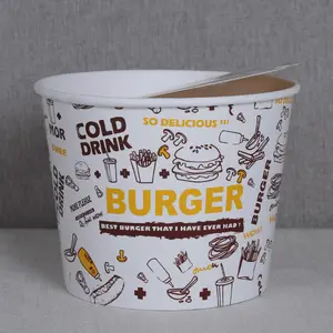 Wholesale disposable custom Fast Food Paper Chicken Cup food bucket Paper Fried Chicken Bucket with lid