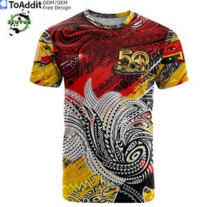 Sublimation 50e Papouasie-Nouvelle-Guinée T-Shirt personnalisé PNG Tribal Mélanésie Sport Style Surdimensionné Col Rond T-Shirt T-shirts - Product Image 4