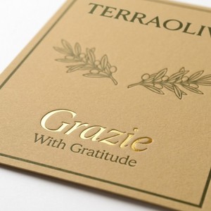 Biglietti di ringraziamento personalizzati di lusso in carta con lamina d'oro e goffratura <span class=keywords><strong>per</strong></span> olio d'oliva e prodotti gastronomici - Product Image 2