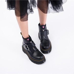 Heart-shaped motorcycle <b>boots</b> for women with snap fasteners genuine leather short <b>boots</b> trendy for girl - Product Image 3