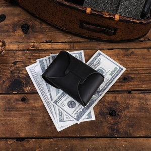 Short Retro Crazy Horse Genuine Leather <b>Wallet</b> Handmade Vintage Style Minimalist Credit & Business Card <b>Holder</b> - Product Image 4