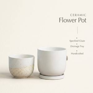 Décoration intérieure simple glaçure mouchetée mate <span class=keywords><strong>cactus</strong></span> succulent pot de fleurs plantes en pot pots pots en céramique avec soucoupe - Product Image 2