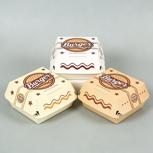 กล่องเบอร์เกอร์พิมพ์โลโก้สีเต็มรูปแบบสำหรับร้านอาหารฟาสต์ฟู้ด บริการเดลิเวอรี่ ขายส่ง กล่องเบอร์เกอร์แบบกำหนดเอง - Product Image 4