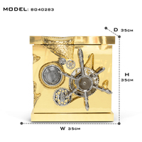 Coffret à bijoux compact de luxe avec serrure à cadran secret, en acier inoxydable laqué noir, engrenages en laiton et doublure en velours