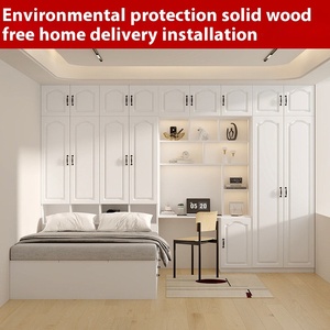 Letto Moderno Tatami Integrato con Armadio Colore Crema, Mobile Salvaspazio in Legno <span class=keywords><strong>per</strong></span> Adulti e <span class=keywords><strong>Bambini</strong></span>, Arredamento <span class=keywords><strong>per</strong></span> Piccoli Appartamenti e Casa - Product Image 2