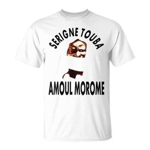 T-shirt Serigne Touba Amoul Morome serigrafata unisex per adulti a manica corta girocollo, regalo religioso Senegal Dakar Mouride - Product Image 1