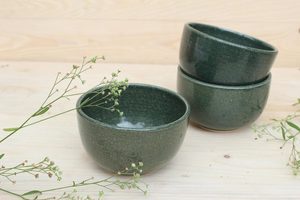 Premium Tribal Culture High-Fired Stoneware Ceramic Moss Bowl Green Glazed Durable Microwave Oven Safe Handmade Hotel <b>Dinnerware</b> - Product Image 2