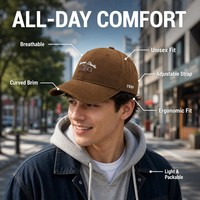 Casquette de baseball unisexe en coton à 6 panneaux, visière incurvée, réglable, style streetwear/hip-hop, imprimée par transfert thermique, vente en gros directe usine