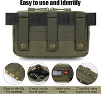 Pochette tactique Molle Admin utilitaire découpée au laser EDC sac de pochette à outils pochettes modulaires horizontales comprenant un patch drapeau américain et un porte-clés