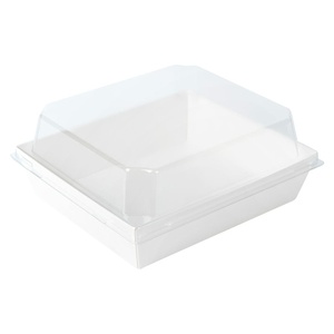 Grand plateau alimentaire jetable en papier kraft pour fruits, sushis et salades, avec revêtement UV et couvercle transparent - Product Image 4