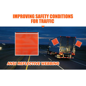 FMCSA 393,87 Aprobado 18X18 pulgadas Malla de PVC Jersey Malla Bandera de seguridad con lazo de alambre ANSI Correas reflectantes - Product Image 3