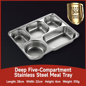 <span class=keywords><strong>Plateau</strong></span> <span class=keywords><strong>repas</strong></span> en acier inoxydable à 5 <span class=keywords><strong>compartiments</strong></span>, qualité alimentaire 304, assiette divisée <span class=keywords><strong>réutilisable</strong></span> pour cantine scolaire et bureau - Product Image 3