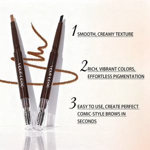 Crayon à sourcils double embout DIY en gros avec brosse, crayon à sourcils à marque privée, pigment élevé, crayon à sourcils mat - Product Image 2