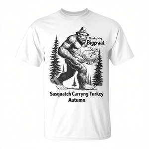 T-shirt d'automne Thanksgiving Bigfoot Sasquatch portant un dindon - Product Image 2