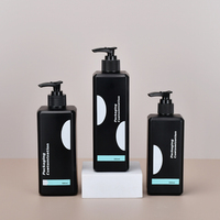 Bouteille de shampooing de pompe en plastique d'épaule plate noire d'approvisionnement d'usine bouteille de shampooing de lotion de 300ml